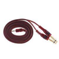 [ammoon]1.5m / 5ft Stereo Audio Cable Cord Wire 3.5mm 1/8" Male to Dual 6.35mm 1/4" TS Male Plug for Computer Mixer Mixing Console