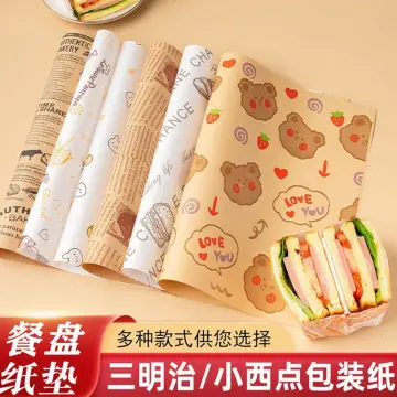 50pcs/100pcs) English Newspaper Greaseproof Kitchen Paper Sandwich Wrap  Parchment Oil Kertas Minyak Burger Fries