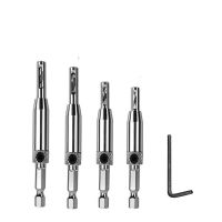 4 pcs HSS Self Centering Hinge Drill Bits Set Door Cabinet 5/64 quot; 7/64 quot; 9/64 quot; 11/64 quot; Center Drill Bit DropShipping