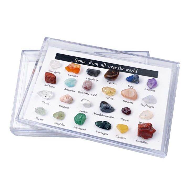 24Pcs Mineral Gem Kit Educational Geology Gem Kit Gemstones Set Kids