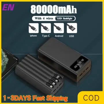 new 4usb powerbank 200,000mah solar charging Power Bank High capacity  Portable Charger with LED Light