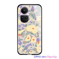 ปากกาจับสำหรับ OPPO Reno10 Pro 5G หรูหรา INS เคสมันวาวดอกไม้ญี่ปุ่นและเกาหลีกระจกเทมเปอร์ปลอกเคสประกบหลังแบบแข็ง