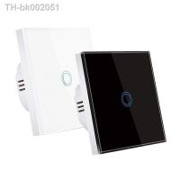 ❂ EU/UK Standard Crystal Tempered Glass Wall Panel Light Touch Switch Led Indicator Sensor Electrical Button 1Gang