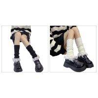 【CW】 Ribbed Knit Leg Warmer Socks Tiered Ruffled Hem Pleated Foot Cover Dropshipping