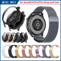 สายนาฬิกาโลหะ 22mm และเคสนาฬิกาข้อมือสําหรับ Amazfit GTR 4 สายรัดข้อมือสเตนเลส เคสป้องกันแข็งสําหรับ Amazfit GTR4 Pro