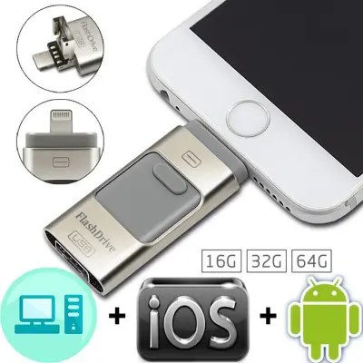 ♥มีสต็อก + ฟรี + COD♥Lightning OTG แฟลชไดรฟ์16GB 32GB 64GB 100% GB จริง128สำหรับ IOS สำหรับ PC สำหรับ iPhone U Disk