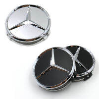 4ชิ้นสำหรับ Mercedes Benz Hubcap พลาสติกคลุมสีดำธรรมดาฝาครอบตรงกลาง60มม. สีเงิน