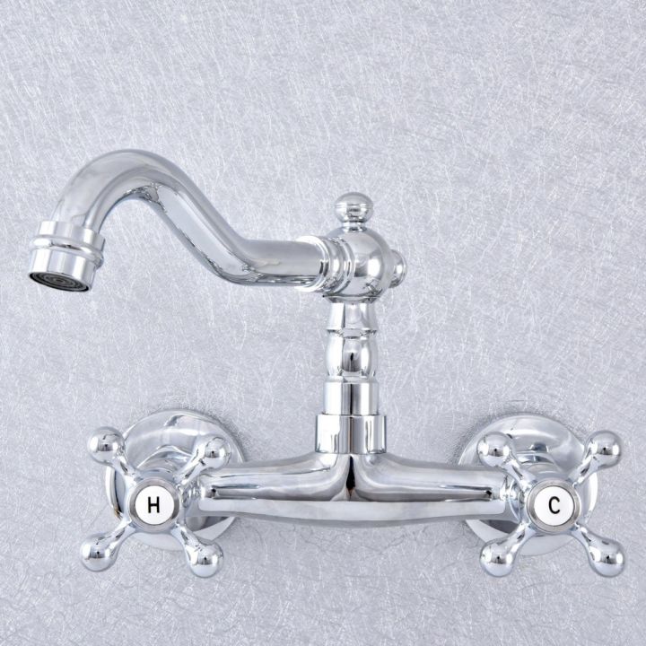 chrome-ทองเหลือง-dual-handle-dual-hole-ติดผนังหมุน-spout-อ่างล้างจานก๊อกน้ำห้องน้ำอ่างล้างหน้าเย็นก๊อกน้ำร้อน-dsf777