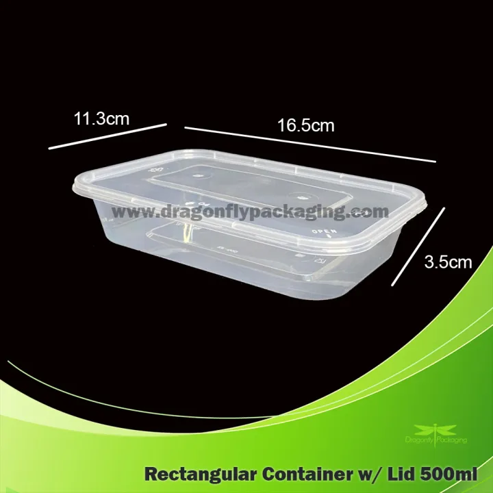 [Wholesale] Dragonfly 500ML Clear Rectangular Container with Lid