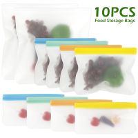 10pcs Reusable Fresh Zipper Bag For Food Plastic Bags Fruit Vegetable Bags Ziplock Food Bag Kitchen Food Storage Bag Organizer Food Storage Dispensers