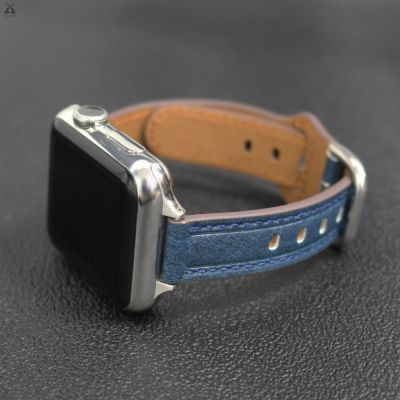 Leather strap for Apple Watch series 7 6 SE 5 4 3 slim crazy horse leather vintage strap pattern wrist 41 42 44 45mm for