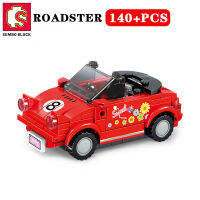 SEMBO BLOCK Mini Race Car Building Blocks ชุด4 Convertible Roadster รถบรรทุกยานพาหนะ DIY Playset ของเล่นของขวัญสำหรับเด็ก