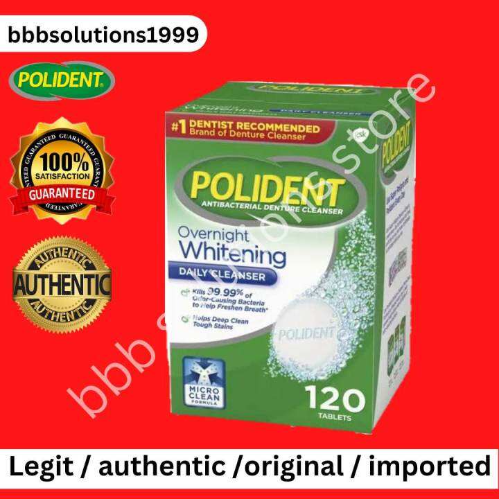 POLIDENT OVERNIGHT WHITENING ANTIBACTERIAL DENTURE CLEANSER 120 TABLETS