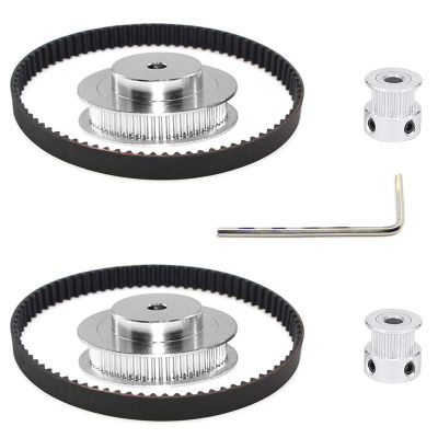 2 Sets of 2GT Timing Wheels 20&amp;60 Teeth 5mm Bore Aluminum Timing Pulley 2 Piece Set Length 200mm Width 6mm Belt