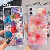 【Enjoy electronic】 Pressed Real Dried Flower Glitter Clear Case For iPhone 12 11 Pro Max Mini XS X XR 8 7 Plus SE 2020 Transparent Soft Color Cover