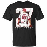 กีฬาและสันทนาการใหม่! Mike Trout Fashion Round Top T-Shirt เสื้อยืดผู้ชายใหม่