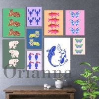 Vintage Animal Art Prints: Tiger, Butterfly, Lobster, Bird, Fish, Elephant, Lion, Leopard - Stylish Home Decor For Modern Interiors ซื้อทันทีเพิ่มลงในรถเข็น