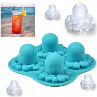 Octopus 3D Shape Ice Cube Silicone Mold Silian Little Bear Ice Block Mold Household Ice Cream Ice Box Ice Mold Ice Maker Ice Cream Moulds
