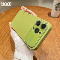 เคสซิลิโคนเหลว HOCE เคสสำหรับไอโฟนโทรศัพท์หน้าต่างขนาดใหญ่12 13 14 Pro Max 14เคสบั๊มเปอร์สีลูกกวาดนุ่มนวลพร้อมฝาครอบเลนส์กระจก