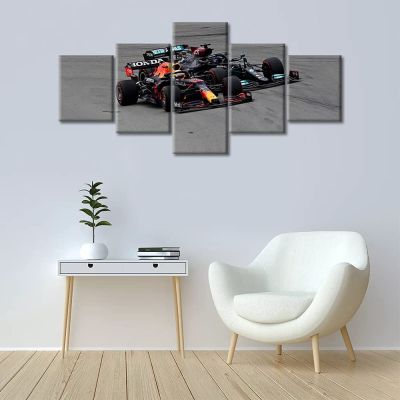 F1แข่งรถบ้านรถสปอร์ต Paitings รูปภาพผ้าใบภาพวาดโปสเตอร์ศิลปะ HD พิมพ์ตกแต่งบ้านประดับห้อง5แผง5ชิ้น