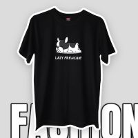 [S-5XL]เสื้อยืด cotton100% Lazy Frenchie