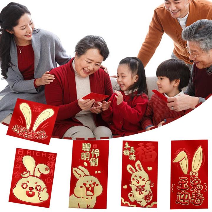 2023 RABBIT CNY Chinese New Year Senior Red Bronzing Year Sealed Li  Wholesale Rabbit Cartoon Creative Of Pressure Envelope Is Rabbit Red Bag  The Personality R6E8 