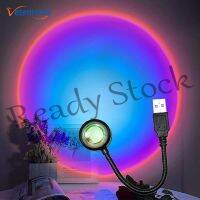 【hot sale】 ❆№ B28 Romantic Round Sun Projection LED Colorful Spotlight/ 360 Degree Adjustable USB Plug Sunset Light/ Bedroom Living Room Decorative Atmosphere Lamp