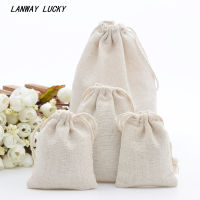 Handmade Small Muslin Cotton Drawstring Packaging Gift Bags For Coffee Bean Jewelry Storage Wedding Favors Rustic Folk Christmas