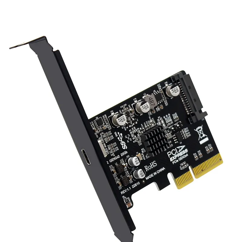 USB PCIE Card Type C PCI-Express 4X to USB  Gen 2X2 (20Gbps) ASM3242  Chipset for Windows 8/10/Linux 