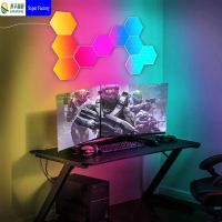 ไฟ LED RGB ทรงหกเหลี่ยมไฟกลางคืน Led LED WIFI-APP รีโมทคอนโทรลไฟผนังภายในไฟเล่นเกมห้องนั่งเล่นห้องนอนสีสันสดใส