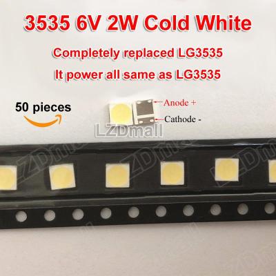 50ชิ้น3535 6โวลต์2วัตต์ LED แบบ SMD ลูกปัดสีขาวนวลสำหรับ LCD ทีวีไฟไฟเรืองแสงทีวี LED ซ่อมแซมแสง LG3535-ไดโอดเปล่งแสง