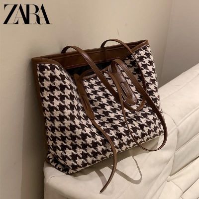 Zara กระเป๋ามัดย้อมขนาดใหญ่สำหรับผู้หญิง,กระเป๋าใส่ของได้เยอะ2021ของผู้หญิงกระเป๋าใส่โททฟันสุนัขเข้าได้กับทุกชุดกระเป๋าสะพายไหล่สำหรับเดินทาง