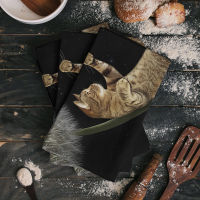 Dandelion Goldfish Cat Moon Black Kitchen Towel Set Cleaning Cloth Kitchen Accessories Dish Washing Cloth Household Decoracion