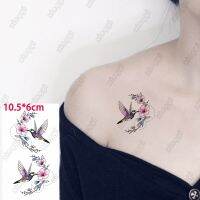 Cute Flower Waterproof Temporary Tattoo Sticker Hummingbird Bird Children 39;s Arm Wrist Water Transfer Fake Tatto Body Art Women