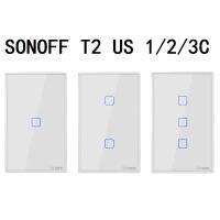 Sonoff T2 US 123C wif สวิทช์สัมผัสผนังอัจฉริยะ i การควบคุมเสียงบ้านอัจฉริยะ ~