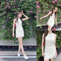 SLYQ SATURDAY PIQUE TANK TOP &amp; SKIRT SET เซ็ตเสื้อแขนกุดกับกระโปรงสั้น ผ้ายืดเนื้อตารางวาฟเฟิล