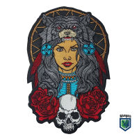 Wolf Lady Harley Gift Large Skull Roses Back Patch