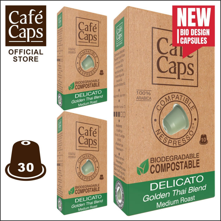 cafecaps-แคปซูลกาแฟ-nespresso-compatible-delicato-3กล่อง-x-10-แคปซูล-กาแฟคั่วกลาง-เมล็ดอาราบิก้า-100-จากภาคเหนือของประเทศไทย-แคปซูลกาแฟใช้ได้กับเครื่อง-nespresso-เท่านั้น