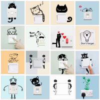 Funny Switch Stickers For Kids Room Livingroom Bedroom Home Decoration 3d Vinyl Wall Decal Diy Cartoon Animal Cat Dog Mural Art Wall Stickers Decals