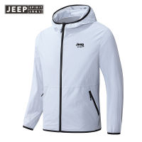 JEEP SPIRIT เสื้อแจ็คเก็ตกันแดดสำหรับผู้ชาย,เสื้อแจ็คเก็ตชุดกีฬาเบามีฮู้ดแห้งเร็วสำหรับฤดูร้อน