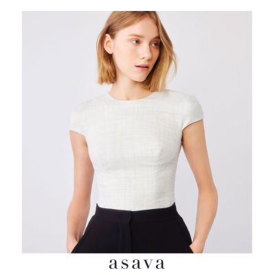 [asava aw22] Carol column blouse เสื้อผู้หญิง คอกลม เข้ารูป แขนสั้น ซิปหลัง