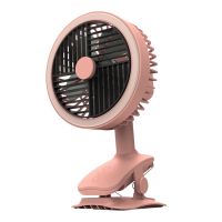 USB Desktop Fan, Portable Clip Base Fan, Rechargeable Personal Fan, Low Noise Adjustable Fan with LED Light