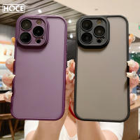 HOCE เคสสำหรับไอโฟนโทรศัพท์แบบใสด้านสุดหรู15 14 13 12 11 Pro Max 14 Plus เคสพร้อมฟิล์มป้องกันเลนส์กล้องถ่ายรูปฝาหลังสีบริสุทธิ์อ่อนนุ่ม