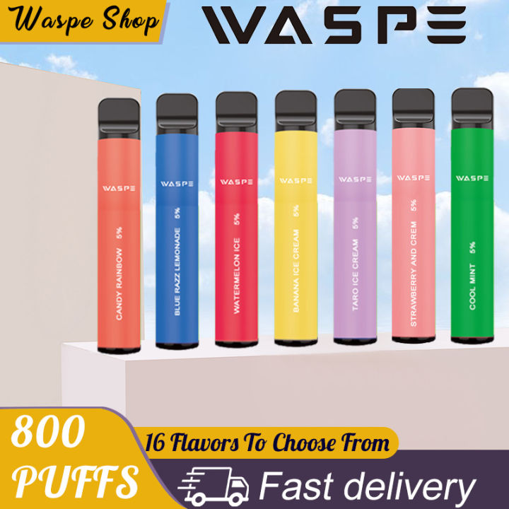 WASPE 800 Puff Disposable Pod Device PLUS Cable Winder Accesories USB ...