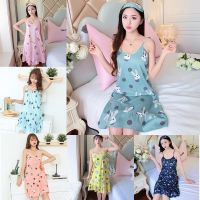 COD SDFGDERGRER Summer Women Piyama Sleeveless Cartoon Print Sleep Dress Milk Silk Casual Sleepwear