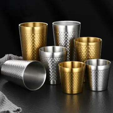 304 Stainless Steel Mug Double-Wall Keep Cold Beer Cup Hammered