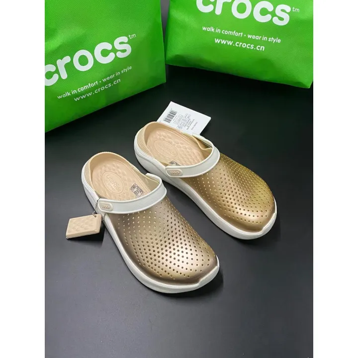 NEW ARRIVAL CROCS LITE RIDE CLOGS METALLIC ROSE GOLD and GOLD authentic  quality 1805 | Lazada PH