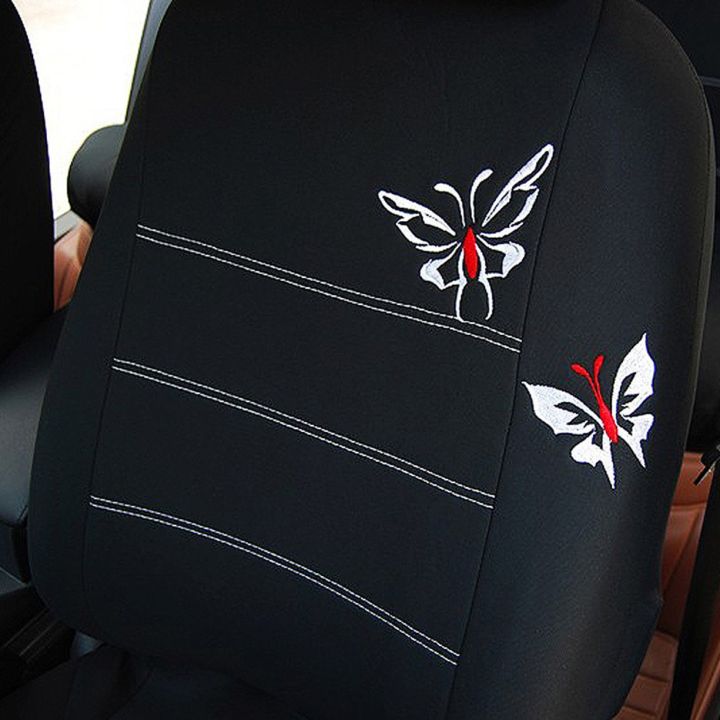 ราคาถูก-ที่หุ้มเบาะรถยนต์-universal-fit-อุปกรณ์ตกแต่งภายใน-butterfly-black-seat-covers