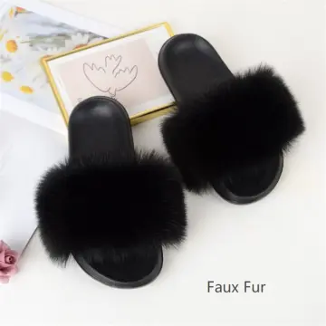 NEW! Real Fox Fur Slides / Fur Slippers  Fur shoes, Womens slippers, Cute  slippers