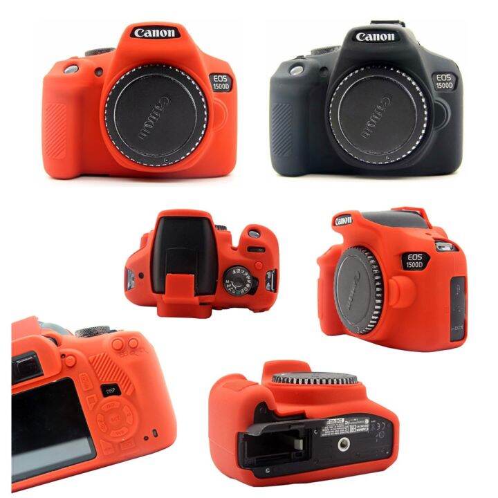 เคสเกราะซิลิโคนผิวอุปกรณ์ป้องกันฝาครอบกระเป๋ากล้อง-dslr-สำหรับ-canon-eos-1500d-2000d-กบฏ-t7-x90จูบ